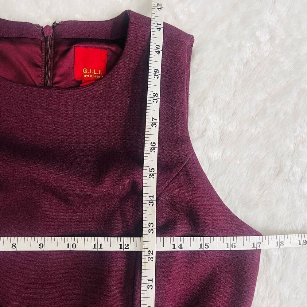 G.I.L.I. Womens Burgundy Black Lace Waist Detail Sheath Dress Size 8 - Picture 7 of 7